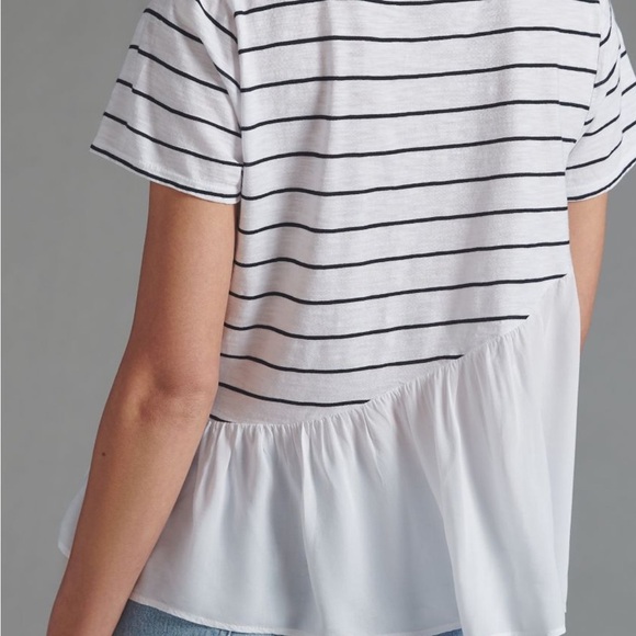 Anthropologie T.La Striped Tee in Black and White - Picture 2 of 9
